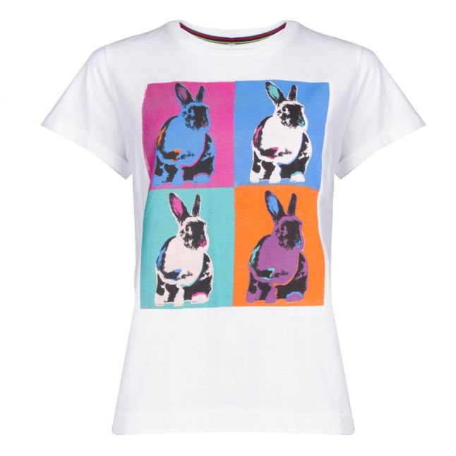 Womens White Art Rabbit S/s T Shirt