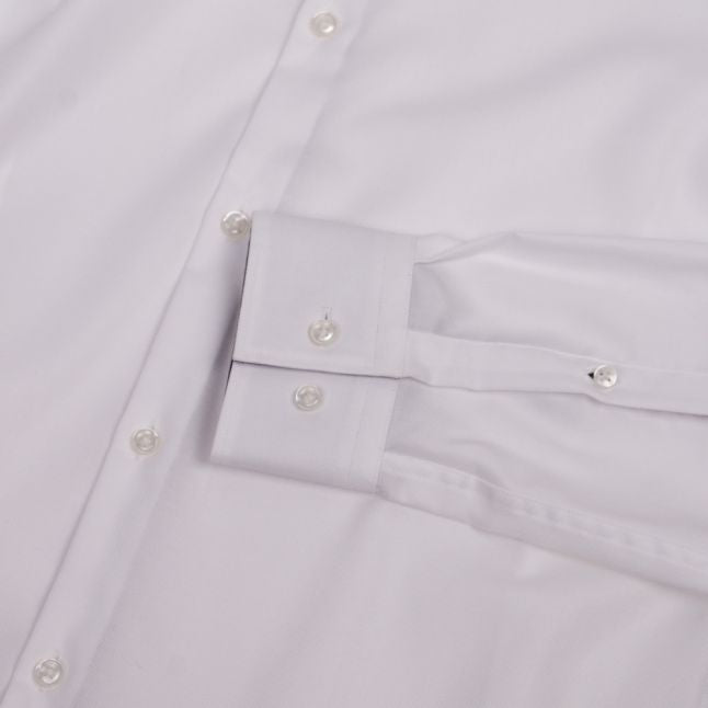 Mens White/Navy Trim Koey Textured Slim Fit L/s Shirt