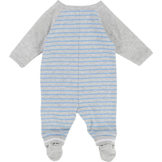 Baby Blue & Grey Stripe Babygrow