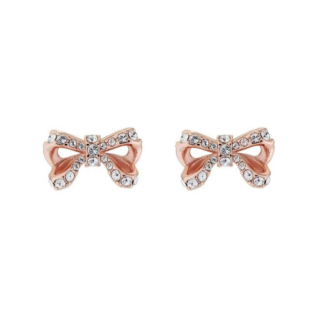 Womens Rose Gold/Crystal Callayy Petite Bow Studs