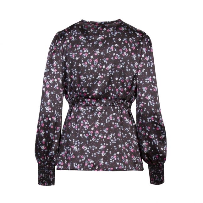 Womens Black Vidago Floral Wrap Blouse