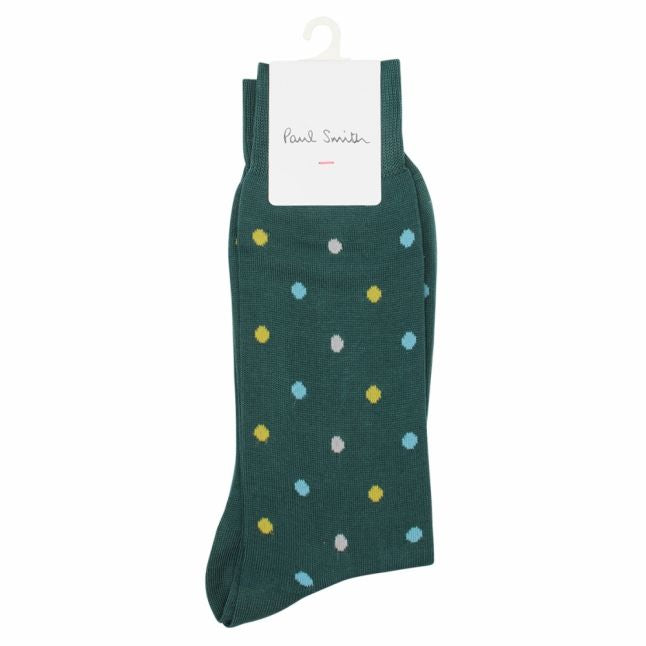 Mens Bottle Green Tiny Dot Socks