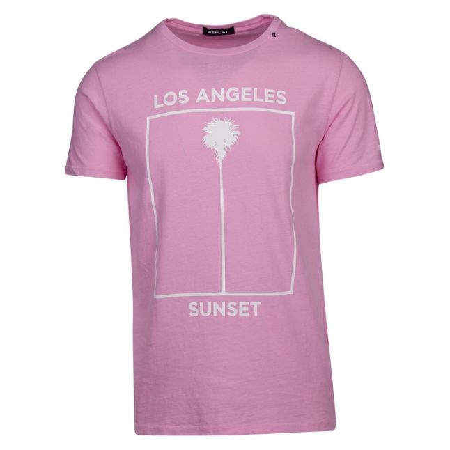 Mens Pink LA Sunset S/s T Shirt