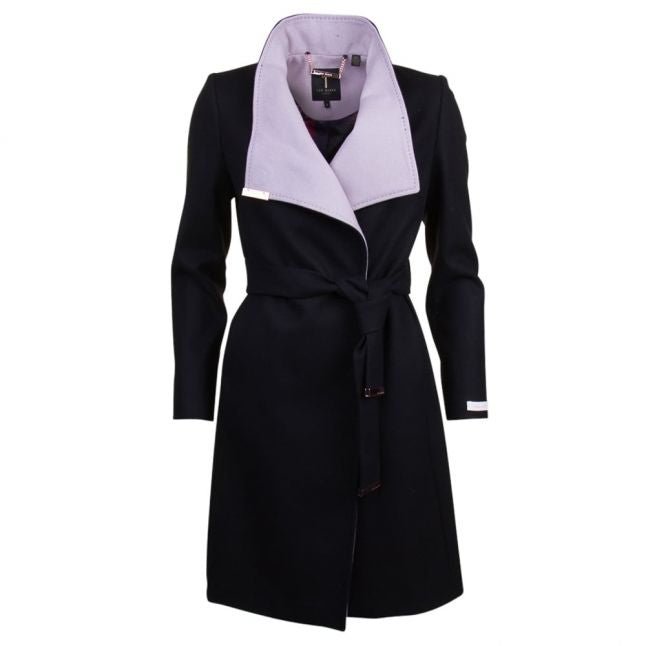 Womens Black Khera Long Wrap Coat