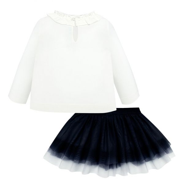 Infant Navy Dressmaker L/s T Shirt & Skirt Set