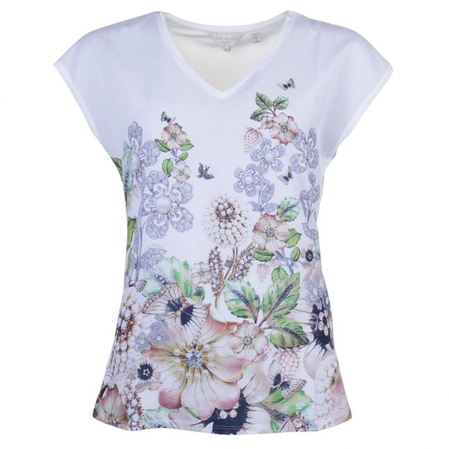 Womens Ivory Teila Gem Gardens S/s Tee Shirt