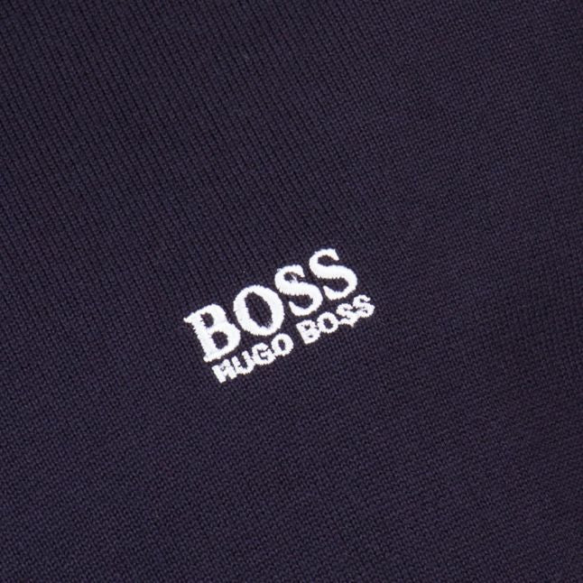 Boss Green Mens Navy Zime Half Zip Knitted Jumper