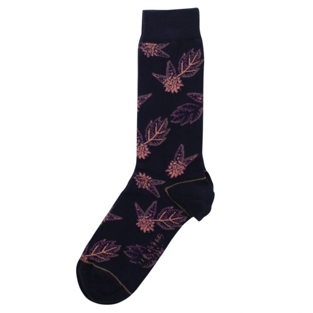 Mens Navy Gustar Flower Print Socks