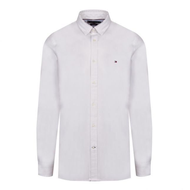 Mens Bright White Stretch Slim Fit Shirt