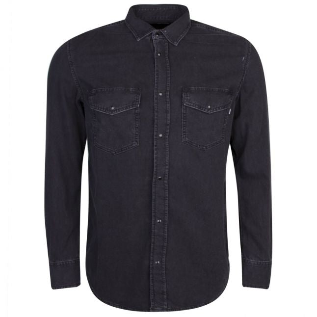 Mens Black D-Rooke Washed Denim L/s Shirt