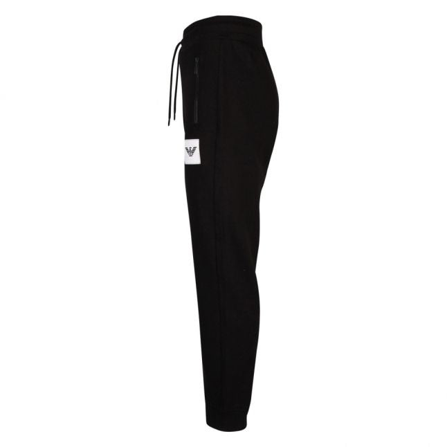 Mens Black Branded Patch Sweat Pants