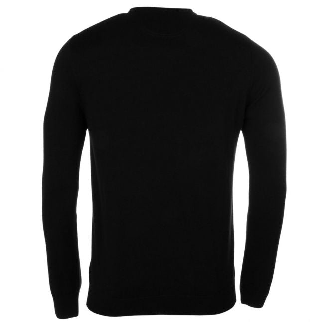 Mens Black Cotton Crew Knitted Jumper