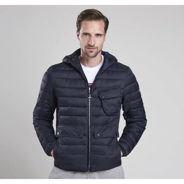 Mens Navy Ouston Hooded Quilted Jacket