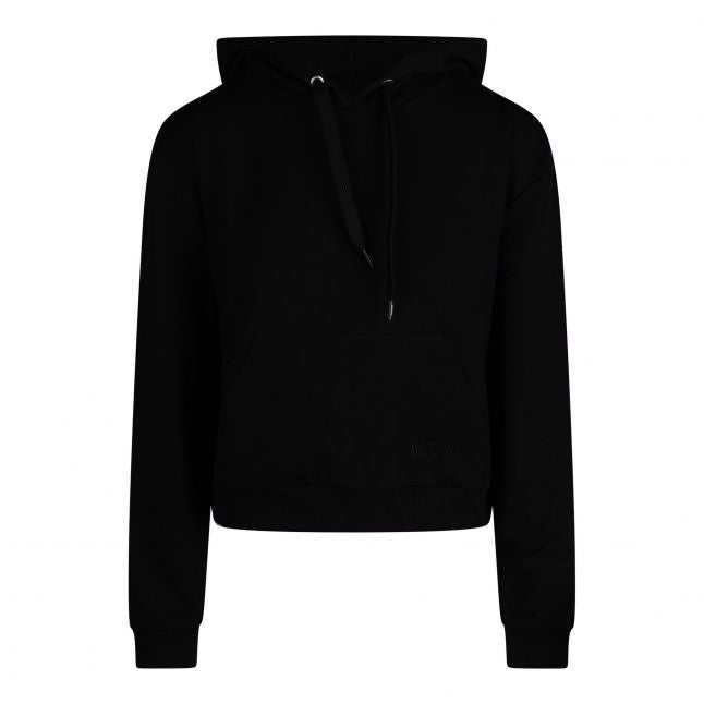 Womens Black/White Tape Side Crop Hoodie