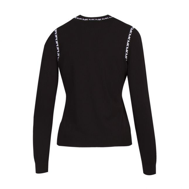 Womens Black Logo Trim Crew Knitted Jumper