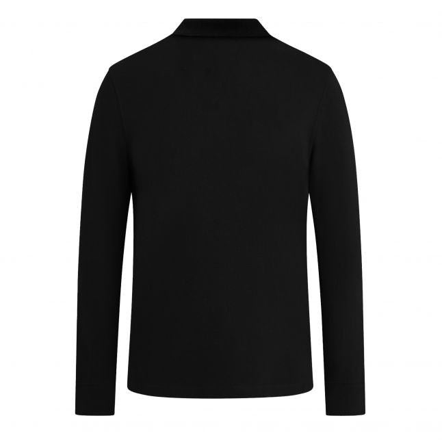 Mens Black Branded L/s Polo Shirt