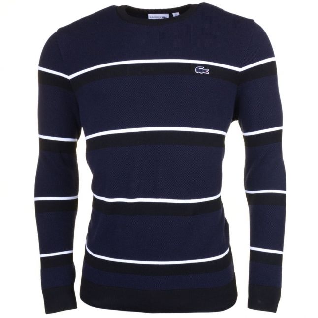 Mens Black & Navy Made In France Striped Jumper