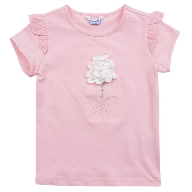 Girls Rose Embroidered Floral S/s T Shirt