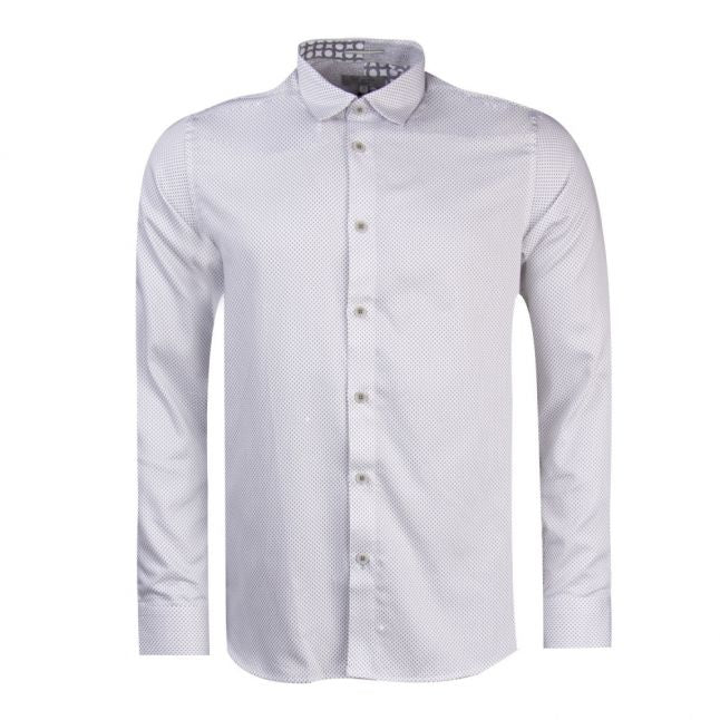 Mens White Boomtwn Geo L/s Shirt