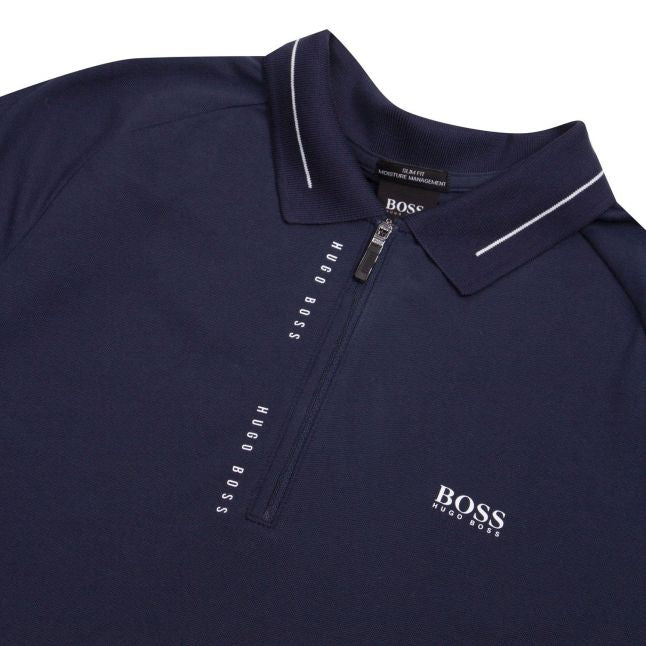 Athleisure Mens Navy Philix Zip Collar S/s Polo Shirt