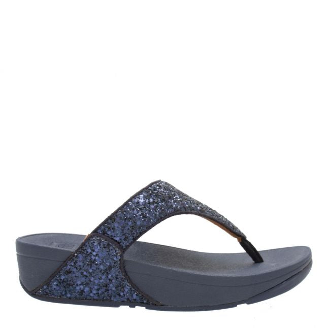 Womens Midnight Navy Lulu Glitter Toe Post Sandals