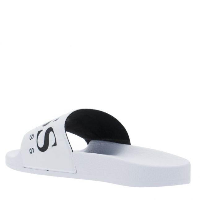 Mens White Solar Slide Logo Slides