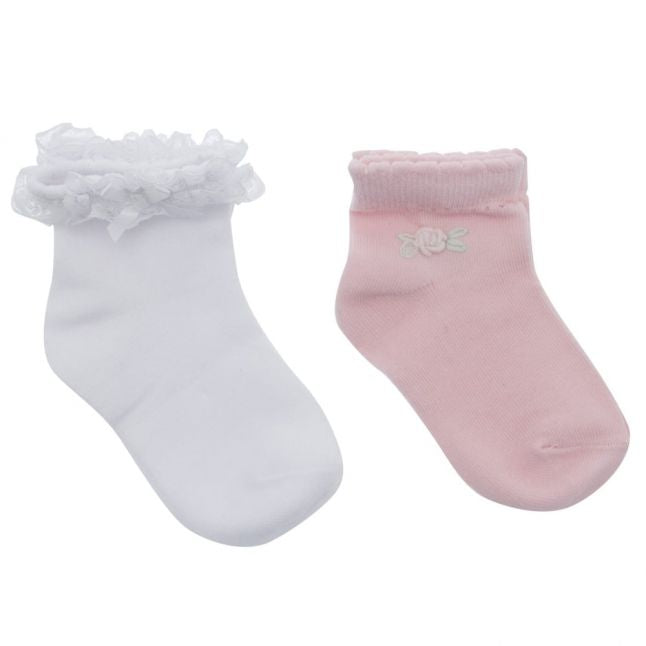 Girls Rose Frill 2 Pack Socks