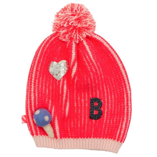 Girls Fuchsia Knitted Pom Pom Hat