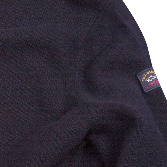 Mens Navy Lambswool Crew Neck Knitted Top