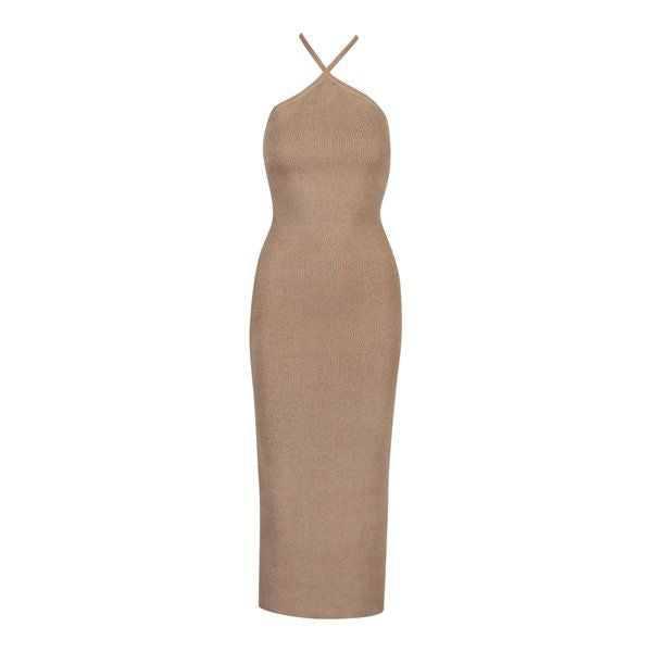 Womens Oatmeal Khloe Knit Midaxi Dress