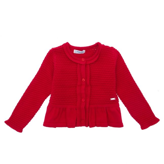 Infant Red Knitted Peplum Cardigan