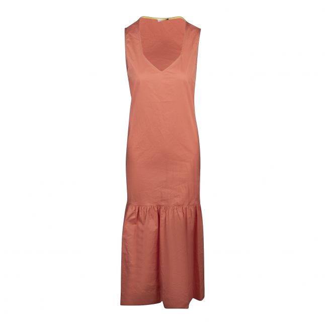 Womens Orange Cotton Midi Dress