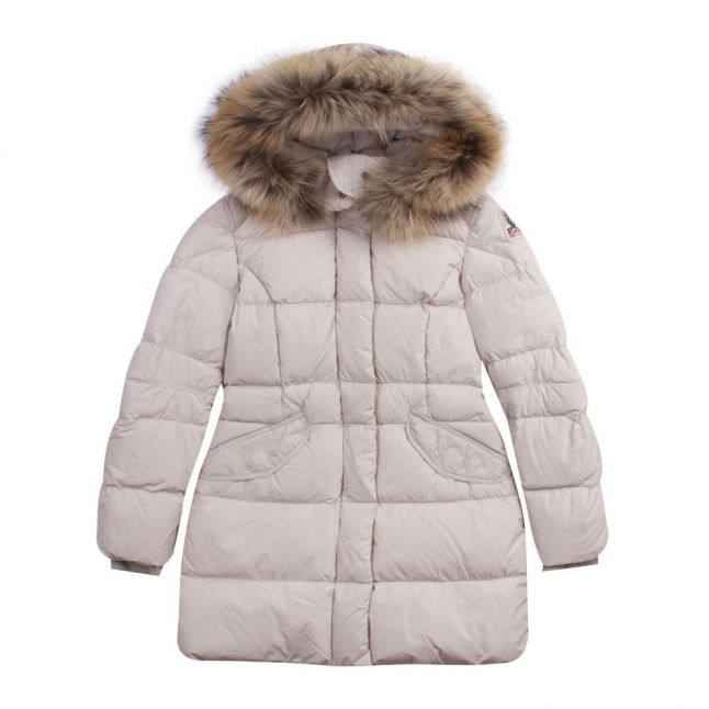 Girls Silver Grey Michelle Fur Hooded Coat