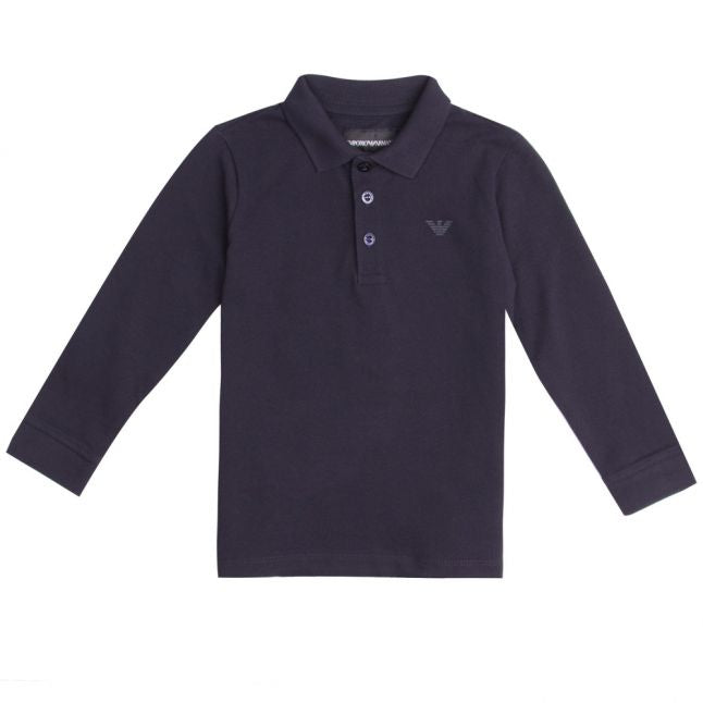 Boys Navy Mercerized L/s Polo Shirt