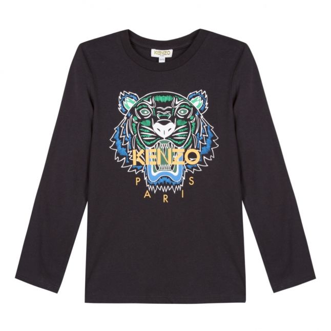 Boys Black Cosmic Tiger L/s T Shirt