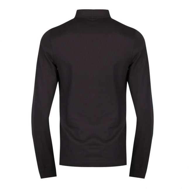 Mens Black Shark Fit L/s Polo Shirt