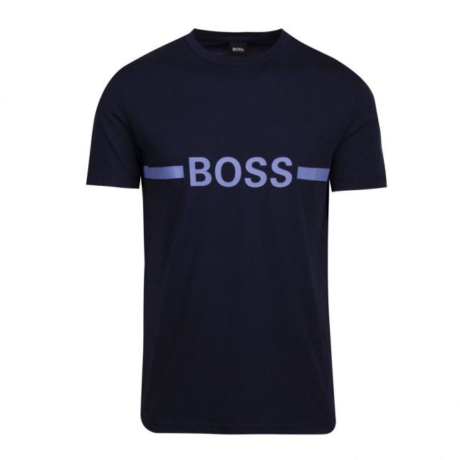 Mens Navy Blue Beach Chest Logo Slim Fit S/s T Shirt