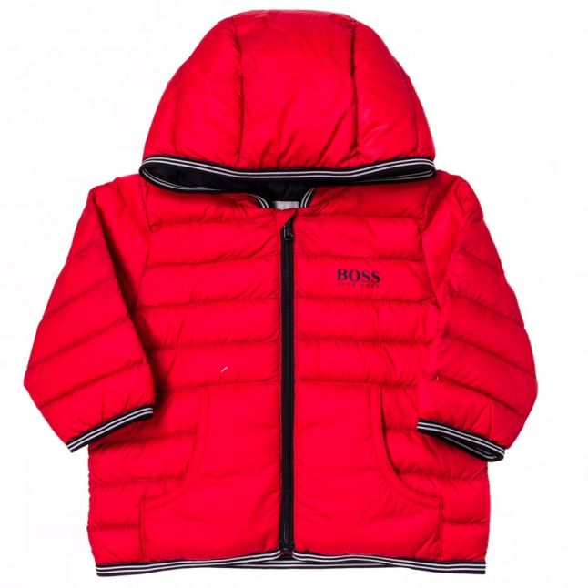 Baby Red Branded Hooded Puffer Jacket