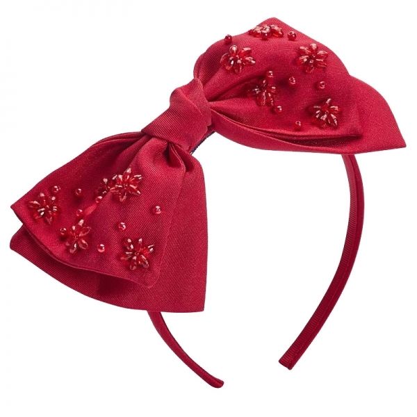 Girls Red Satin Bow Headband