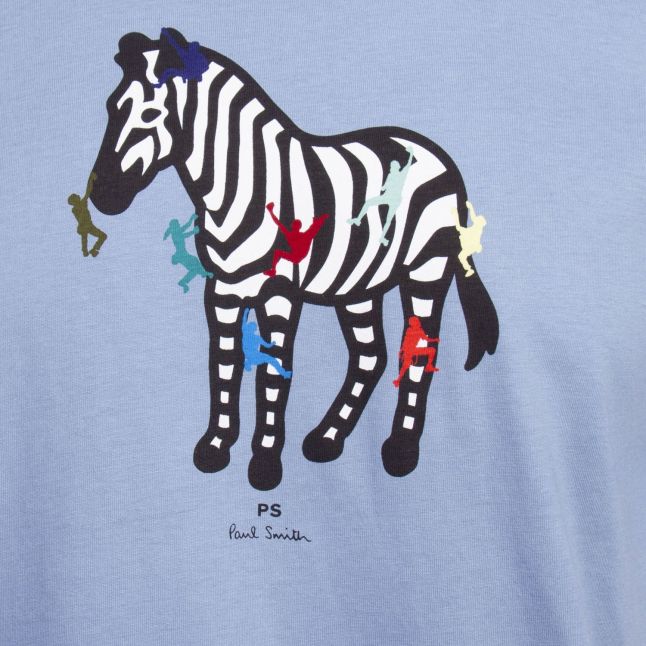 Mens Pale Blue Zebra Climb Regular Fit S/s T Shirt