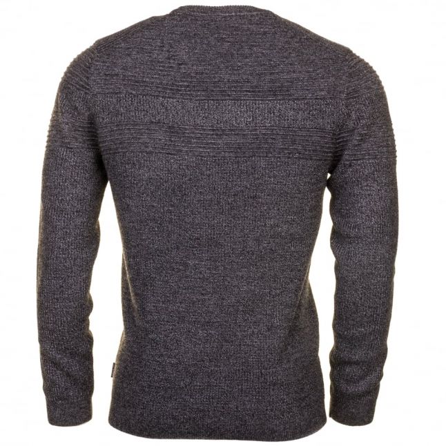 Mens Grey Marl Rossi Mixed Stitch Knitted Jumper