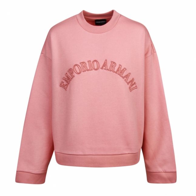 Womens Pink Embroidered Logo Sweat Top