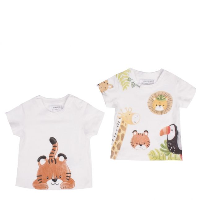 Baby White Animal 2 Pack S/s T Shirt