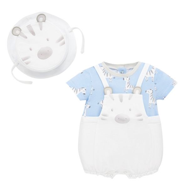 Baby Blue Bay Animal Dungaree & Hat Set