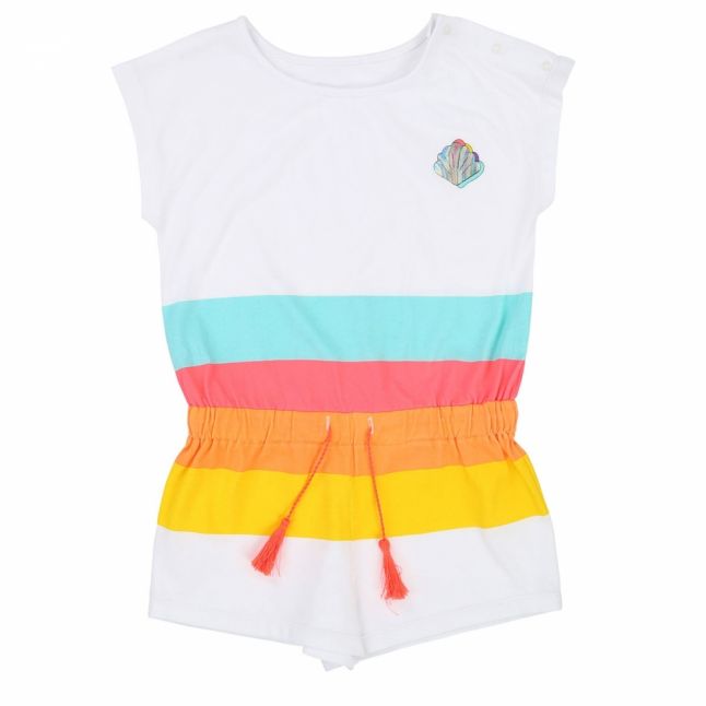 Girls White Stripe Detail Playsuit