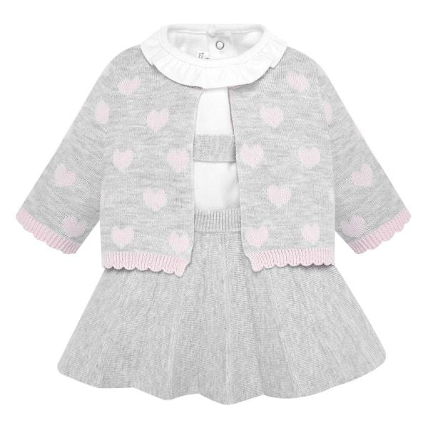 Baby Pearl Heart Knit & Dress Outfit