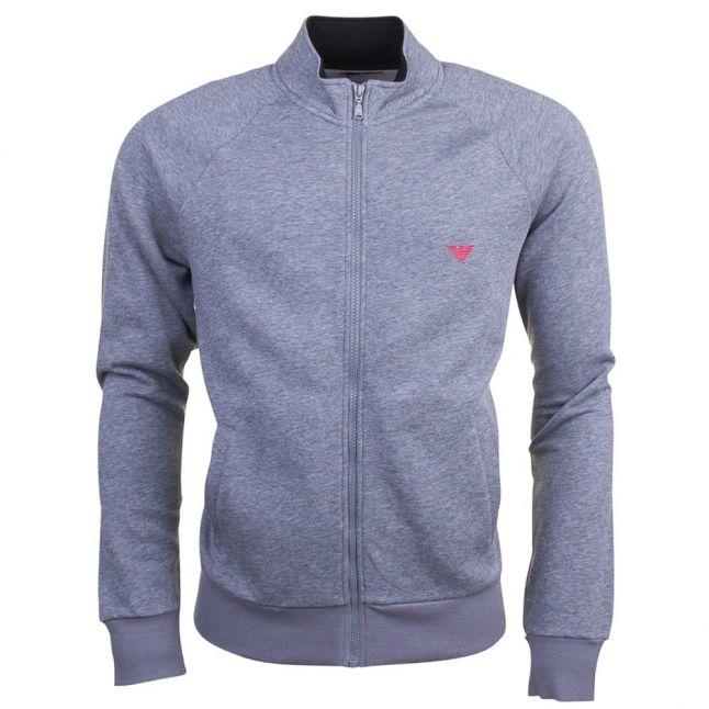 Mens Grey Melange Zip Through Sweat Top