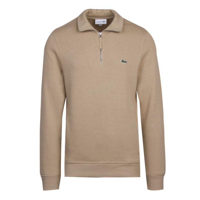 Mens Sand Branded Tape 1/2 Zip Sweat Top