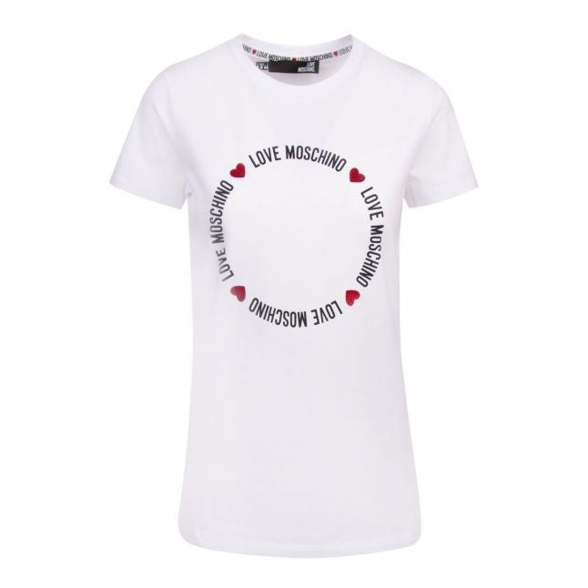 Womens White Circle Logo Fitted S/s T Shirt