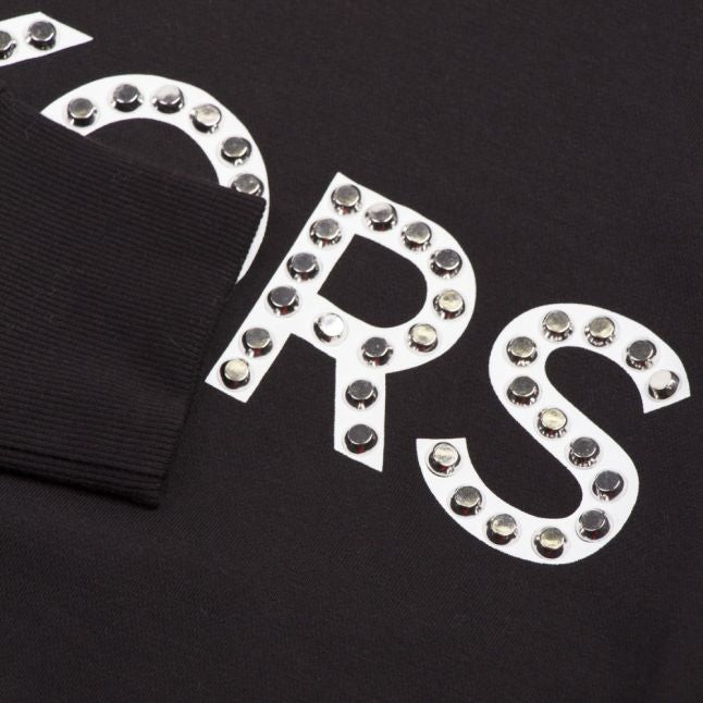 Womens Black/Silver Stud Sweat Top